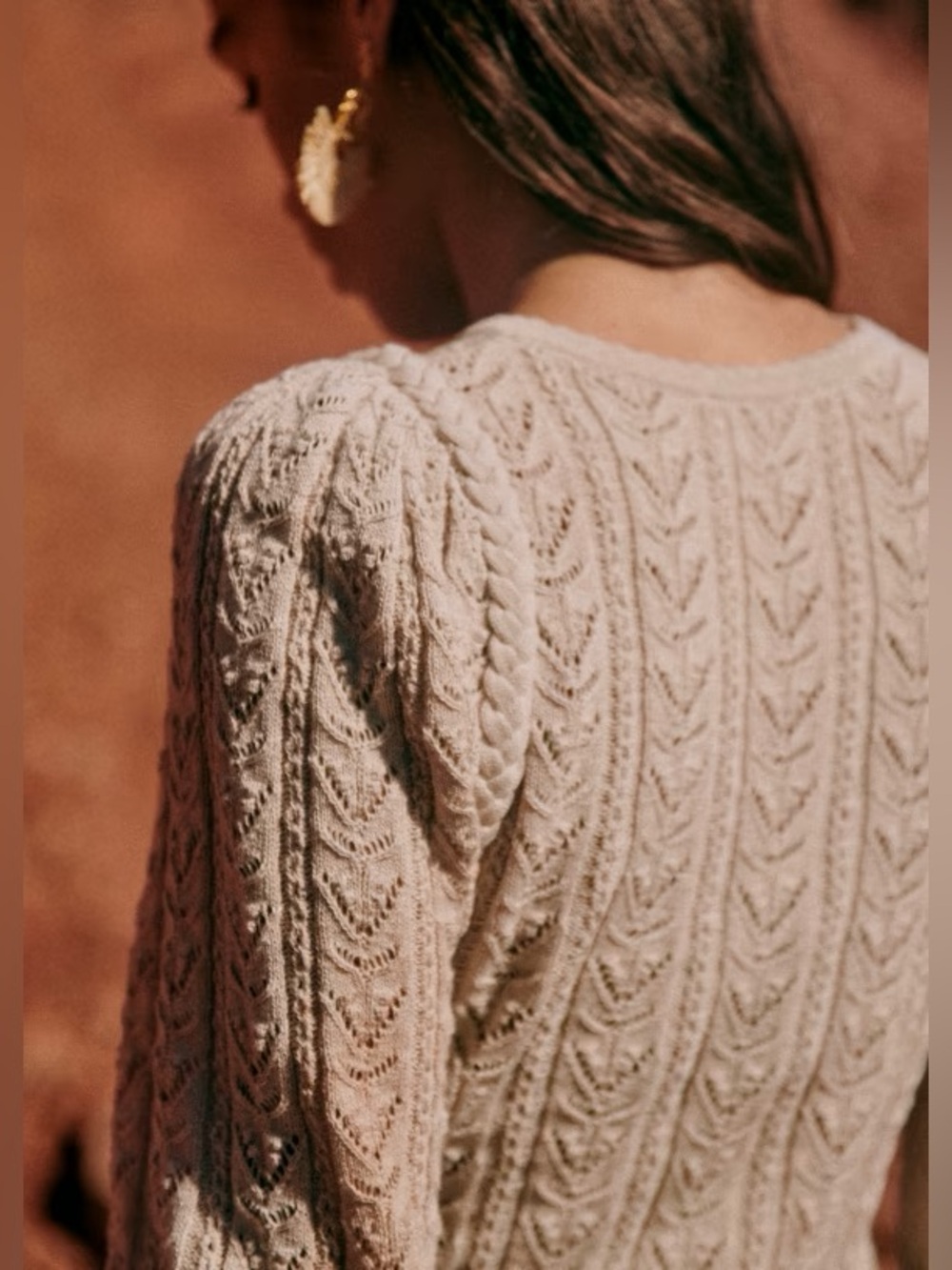 NWT Sezane maxen Cream Cable Stitch Scoop-Neck Sweater sold out everywhere